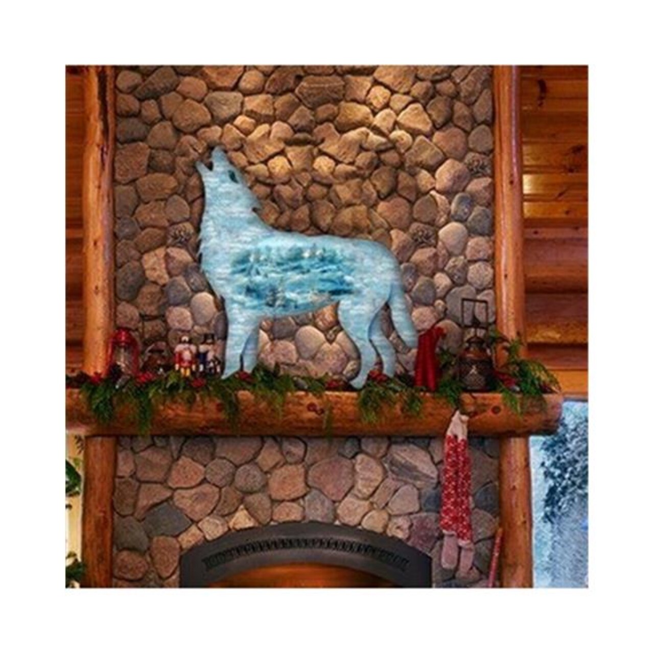 G.DeBrekht 8198227 Winter Wolfs Scenic Wooden Christmas Ornament Set of 2